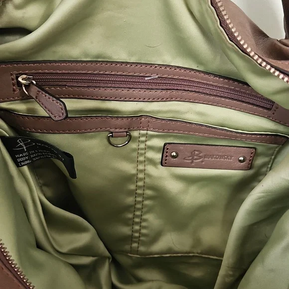 B. makowsky Studded Brown Leather Hobo Bag - Picture 8 of 11